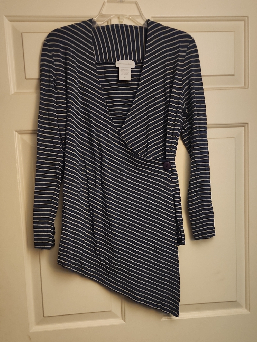 Soft Surroundings Navy and White Asymmetrical Wrap Dress